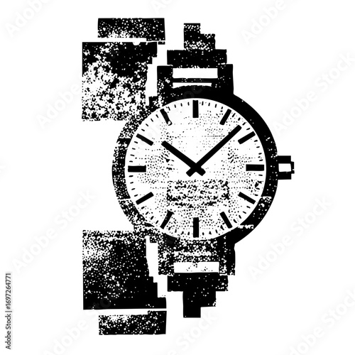 Vector Distressed wristwatch with time display