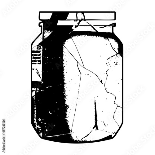 Vector Pickled Cucumber in Glass Jar