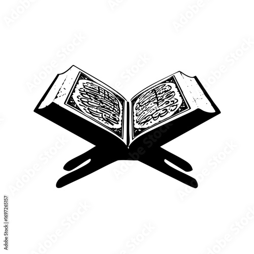Vector Open Holy Book with Stand