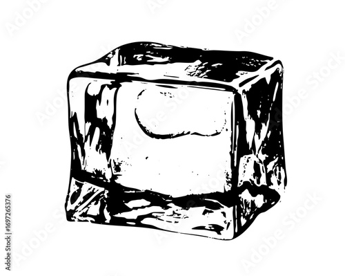 Vector Detailed of a single ice cube with sharp edges.