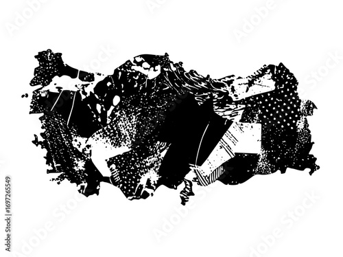 Vector Abstract map of Turkey with distressed texture.