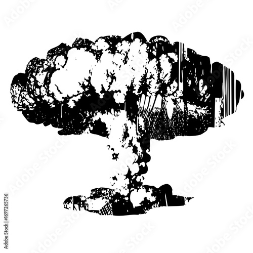 Vector Dramatic explosion cloud in monochrome style.