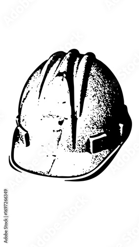 Vector Detailed of a weathered construction helmet.