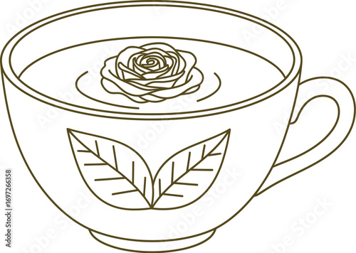 Delicate rose floats in a soothing cup of herbal tea.