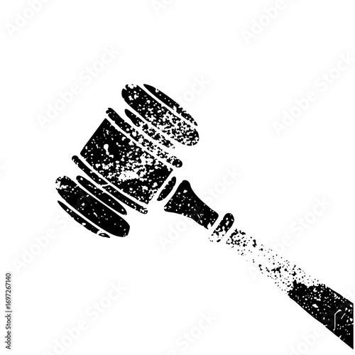 Vector Distressed gavel symbolizes legal justice and authority.