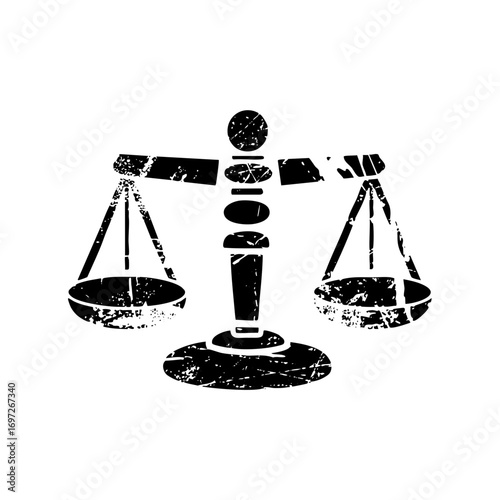 Vector Distressed monochrome scales of justice .