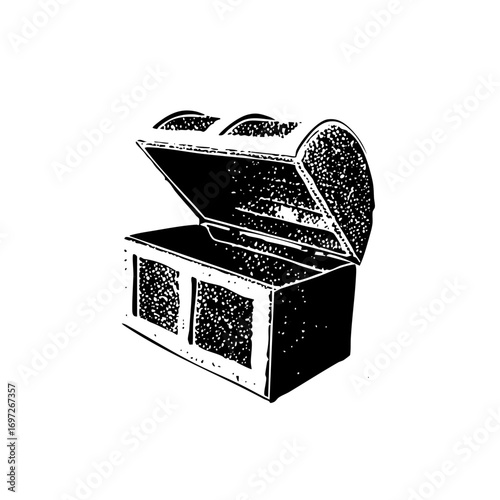 Vector Vintage treasure chest with an open lid .