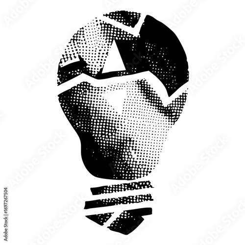 Vector Halftone lightbulb conveys innovative ideas.