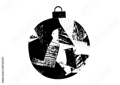 Vector Festive ornament features a winter scene with skiers.