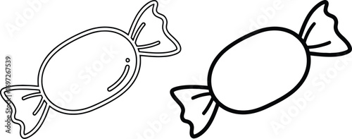 Simple line art illustrations of wrapped candies, perfect for playful designs.