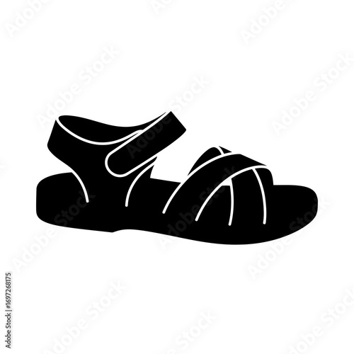 Black silhouette of a comfortable open toe sandal