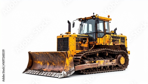 Bulldozer in Studio Shot with White Background