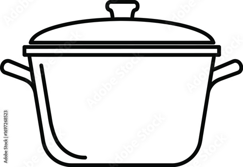 Simple line drawing of a cooking pot with a lid, ready for culinary creations.