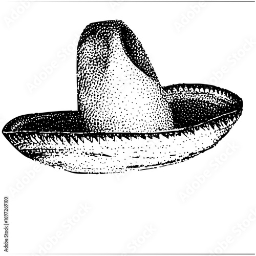 Vector Detailed of a traditional straw sombrero hat.