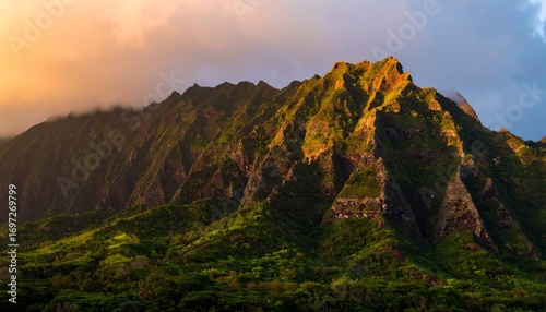 Mountain landscape at sunset