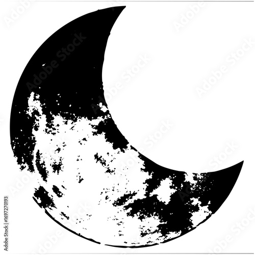 Vector Distressed moon with textured surface.
