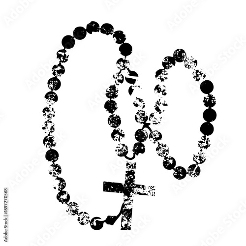 Vector Distressed Rosary with Cross