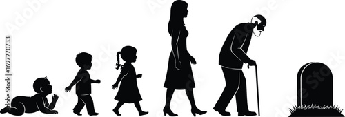 The cycle of life from infancy to old age, approaching the end.