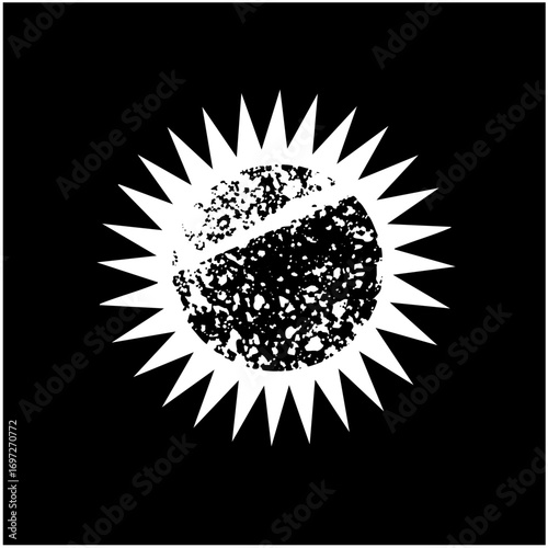 Vector Abstract sunburst with textured sphere .