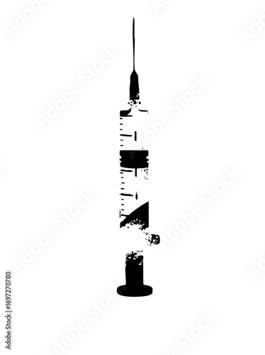 Vector Black syringe with a minimalist vector .