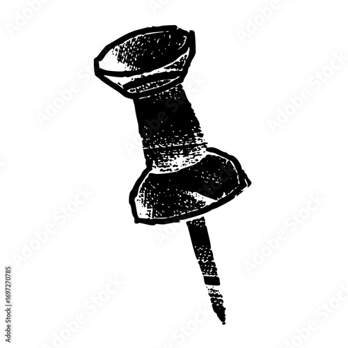 Vector Detailed of a black pushpin with a textured appearance.