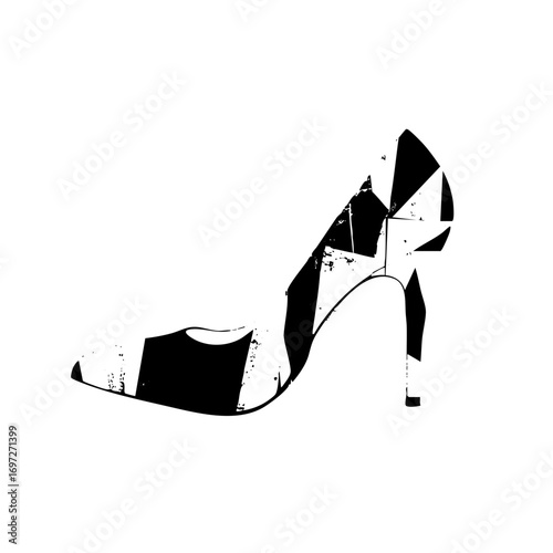 Vector Elegant high-heeled shoe in monochrome style.