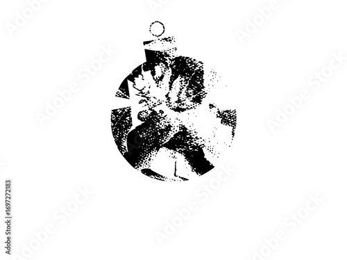 Vector Abstract paw print with a circular frame.