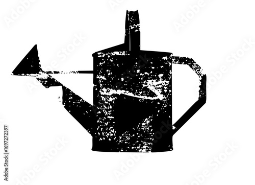 Vector Black silhouette of a vintage watering can .