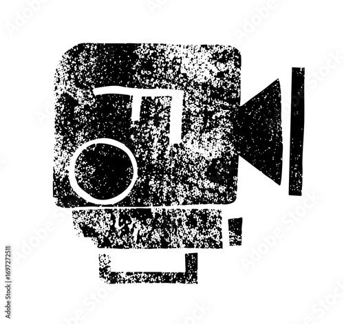 Vector Vintage camera with distressed texture.
