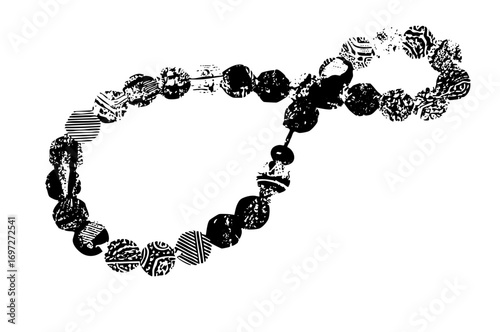 Vector Decorative beaded necklace with patterned elements.