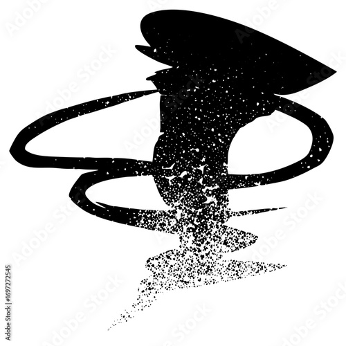 Vector Abstract tornado with disintegrating particles.