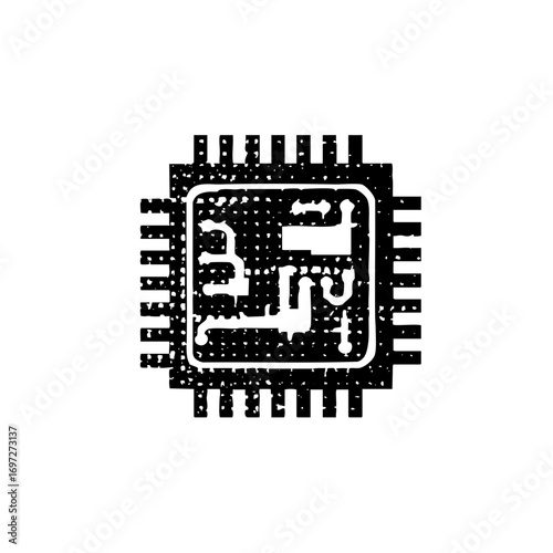 Vector Detailed microchip with integrated circuits.