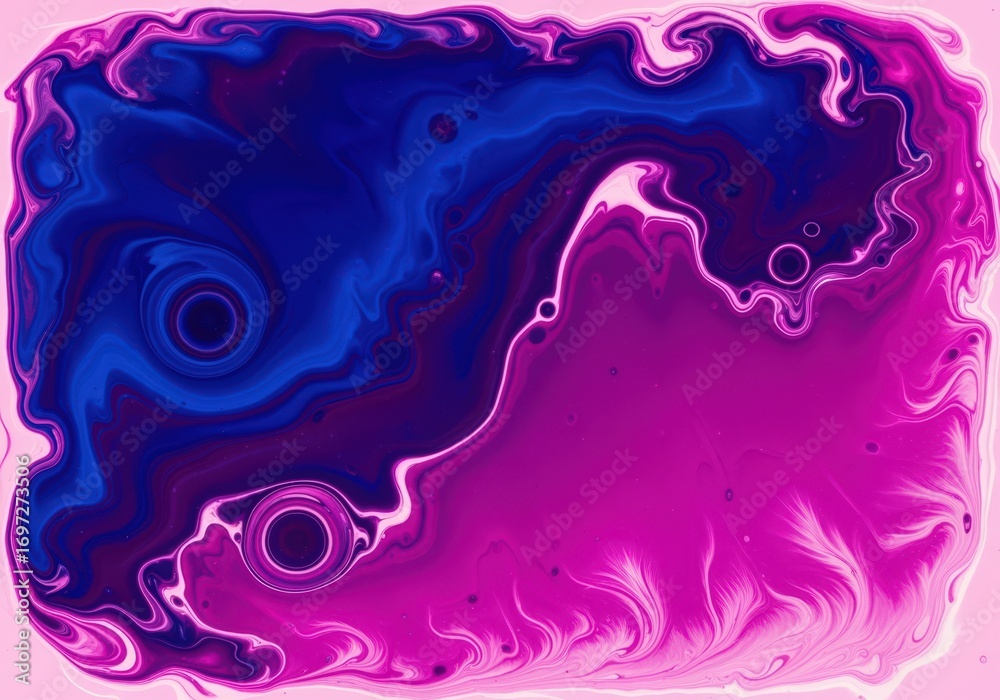 Fototapeta premium Vibrant Blue Magenta Fluid Art Swirling Pattern