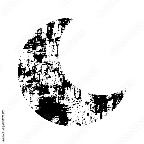 Vector Distressed moon with textured surface.