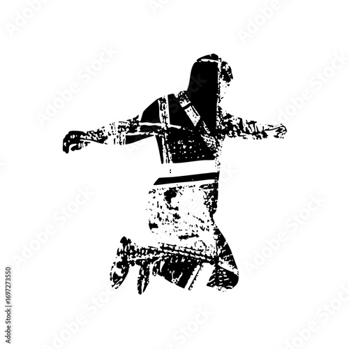 Vector Dynamic martial artist performs a powerful jump kick.