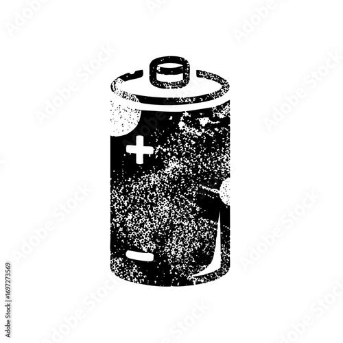 Vector Distressed battery with spray paint cap .