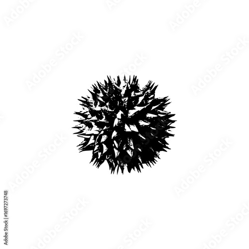 Vector Black spiky sphere with sharp points.