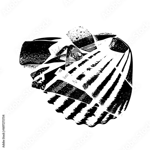 Vector Abstract geometric claw with textured shapes.