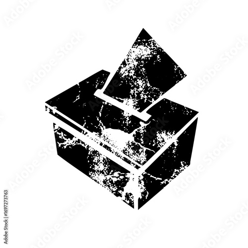 Vector Abstract open box with distressed texture.