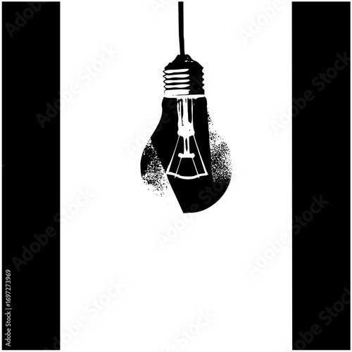 Vector Minimalist of a broken lightbulb hanging from a cord.
