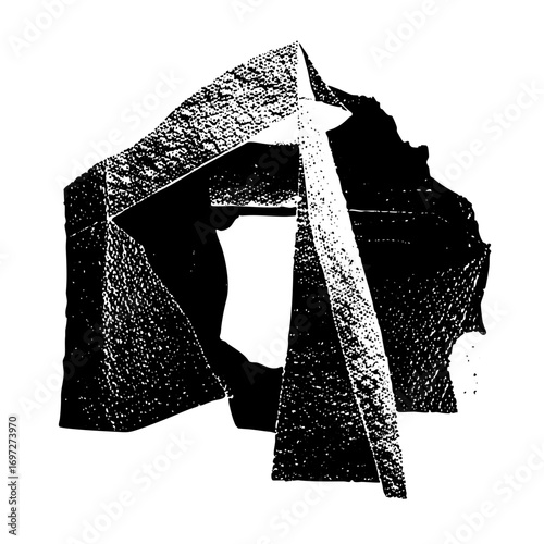 Vector Abstract geometric sculpture with a central void and angled planes.