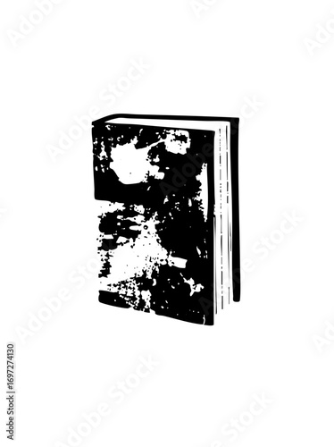 Vector Black and white of a closed book.