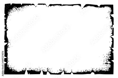 Vector Distressed rectangular frame with a rough textured edge.