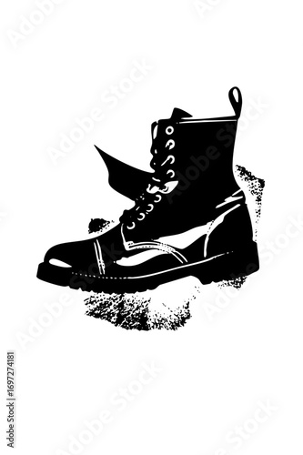Vector Black combat boot with laces and textured sole.
