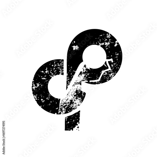 Vector Abstract figure within a distressed question mark symbol.