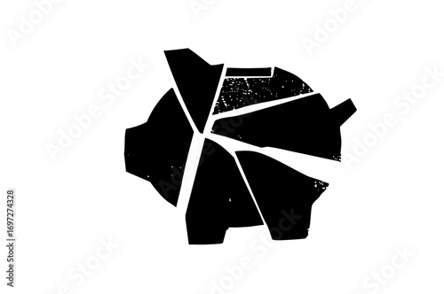 Vector Fragmented abstract shape in black vector .