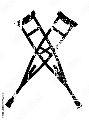 Vector Intersecting crutches conveys medical assistance and support.