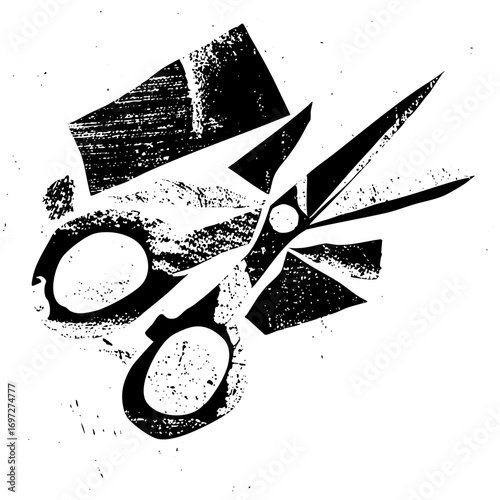 Vector Black Scissors Cutting Paper