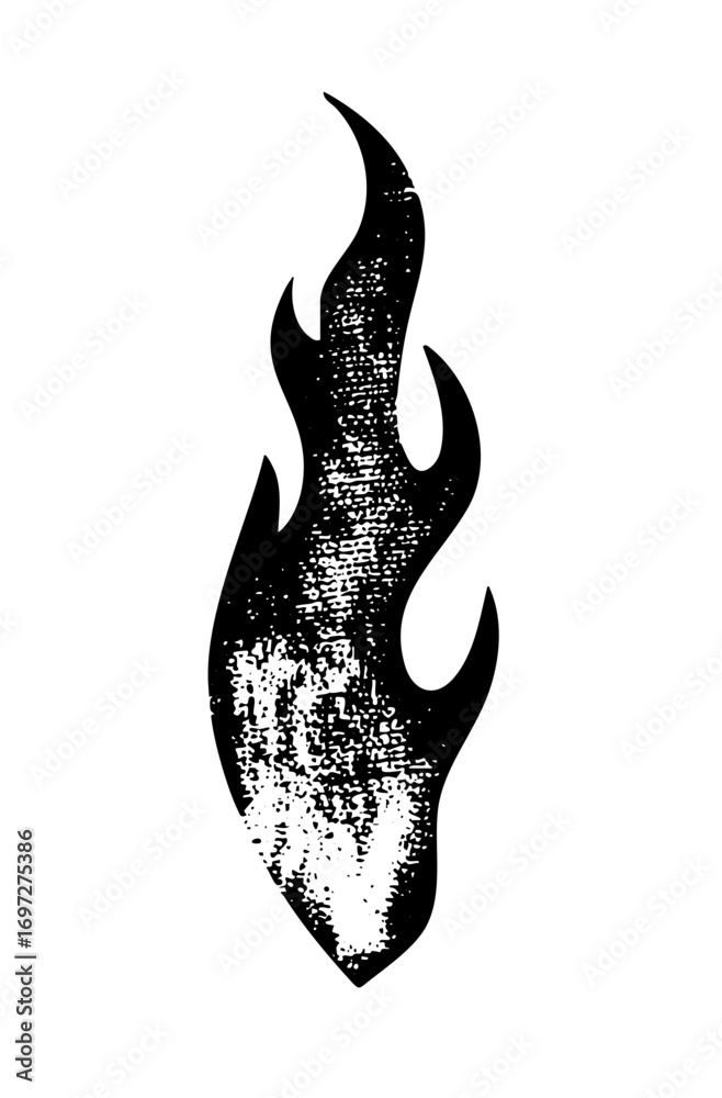 Fototapeta premium Vector Stylized black flame with a textured appearance.