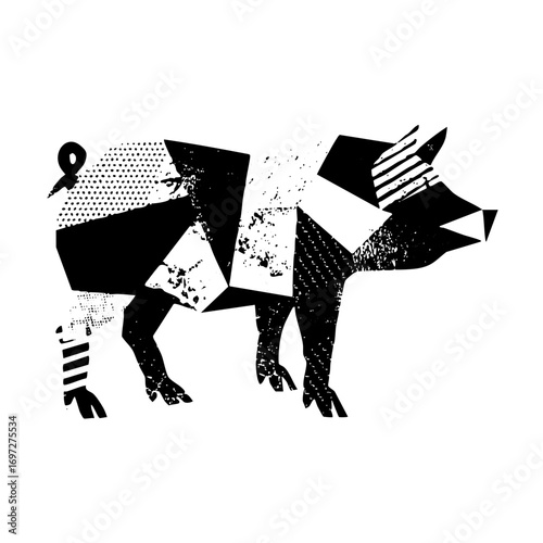 Vector Abstract geometric wolf with textured .